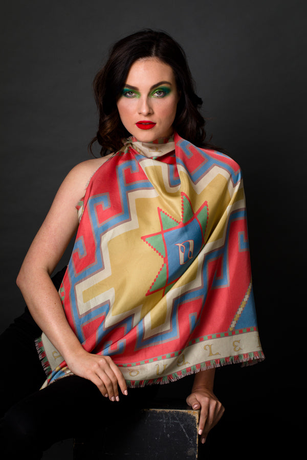 Armenian Alphabet #3 Silk Square scarf - Anet's Collection