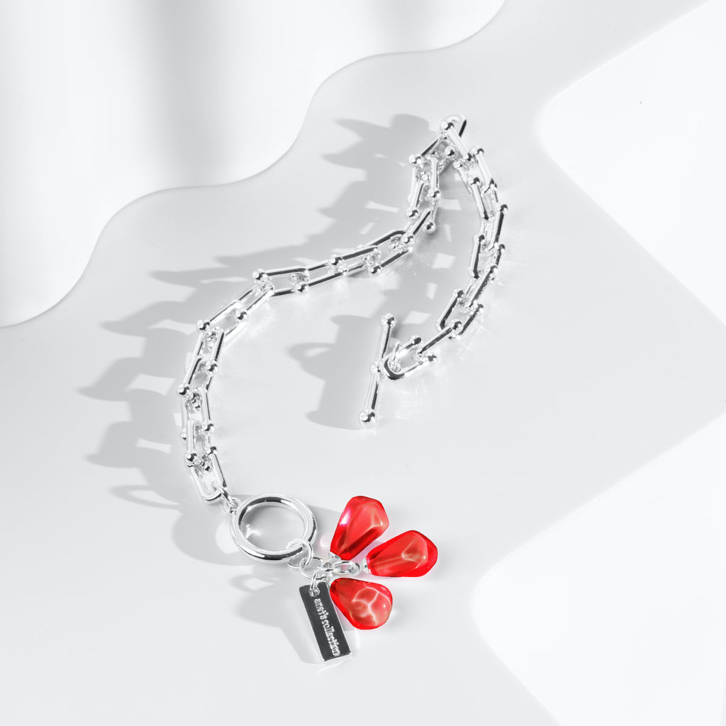 Pomegranate Seeds Bracelet with Silver Chain - Anet's Collection