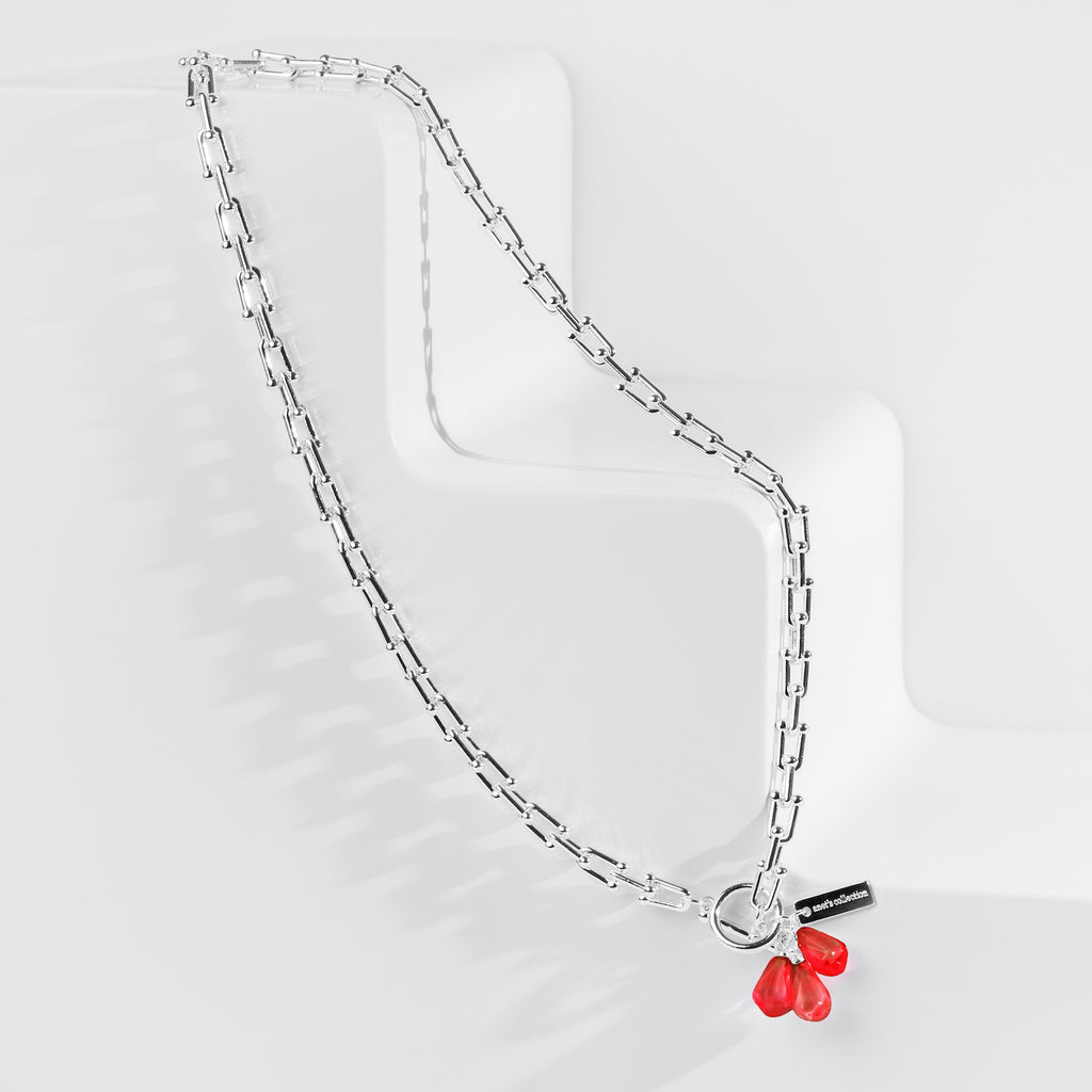Pomegranate Seeds Necklace in Silver Chain - Anet's Collection