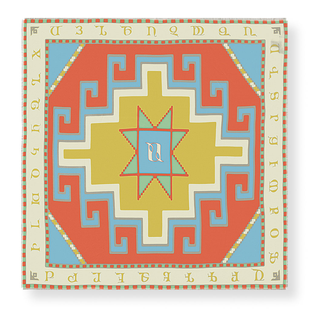 Armenian Alphabet #3 Silk Square scarf - Anet's Collection