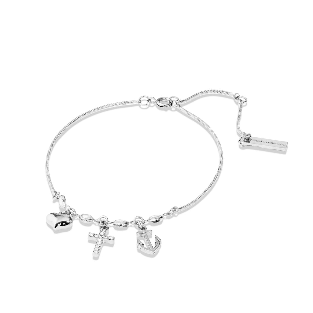 Trinity- Heart, Cross, Anchor Bracelet/ Anklet with Crystals - Anet's Collection