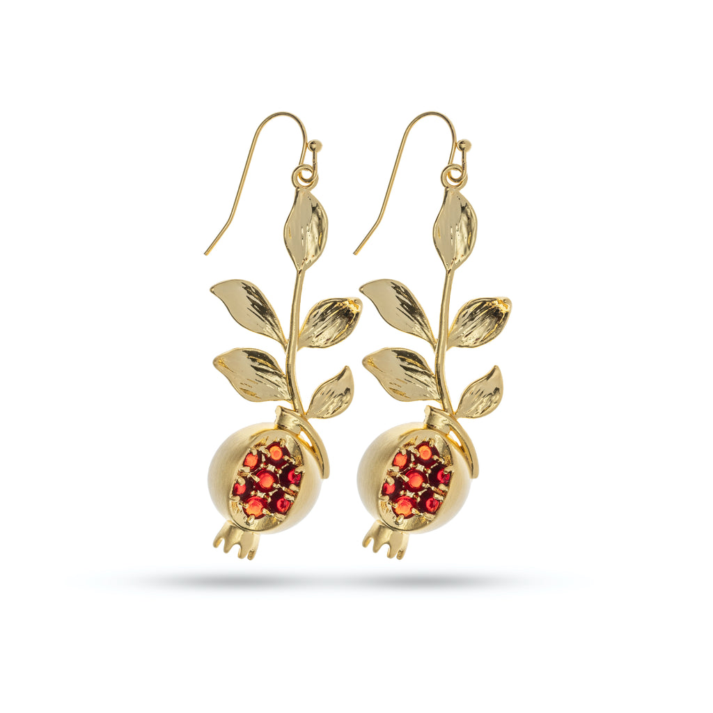 Gold plated Zircon and pearl earring with nature branch texture