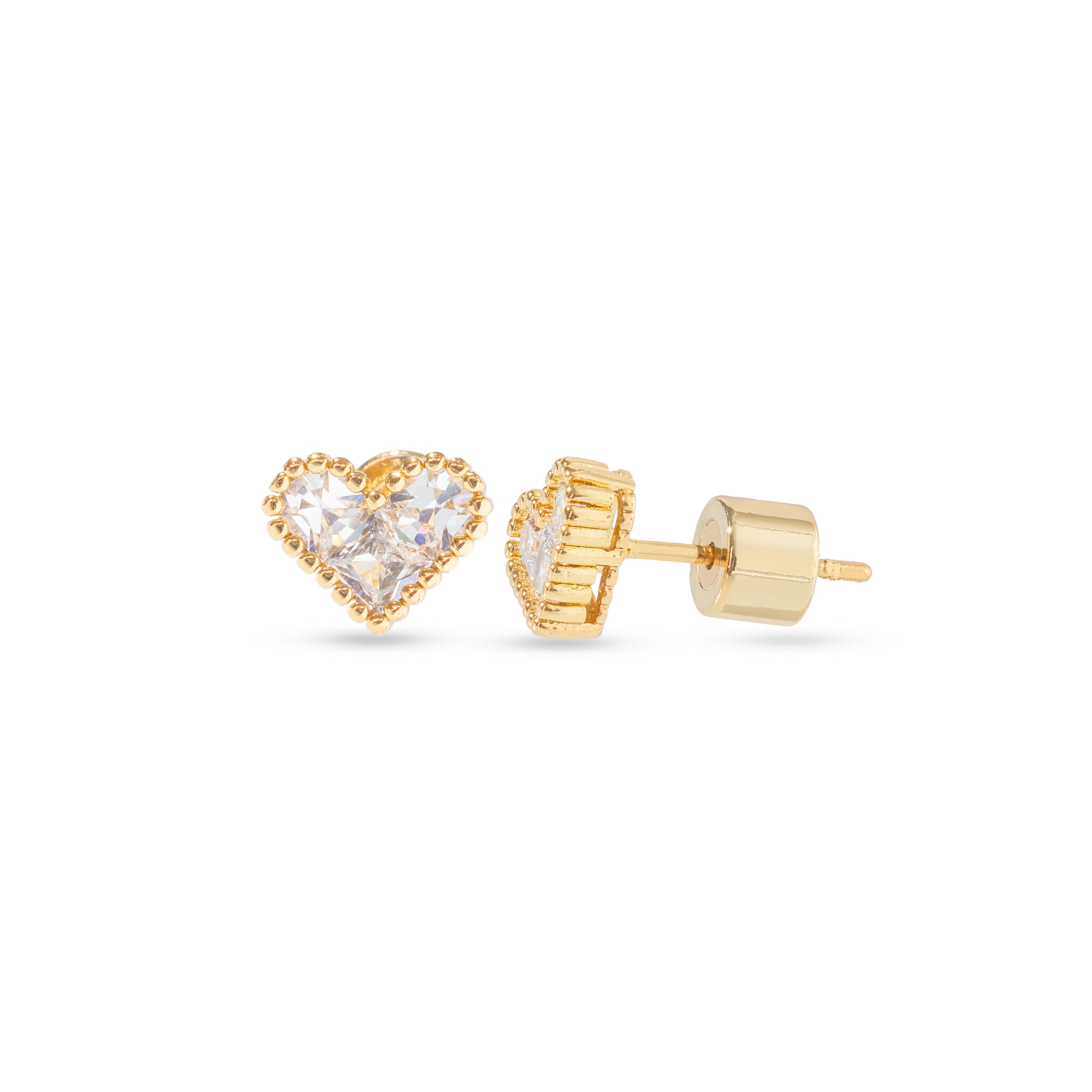 AC Heart Earrings with Zircon Gemstone