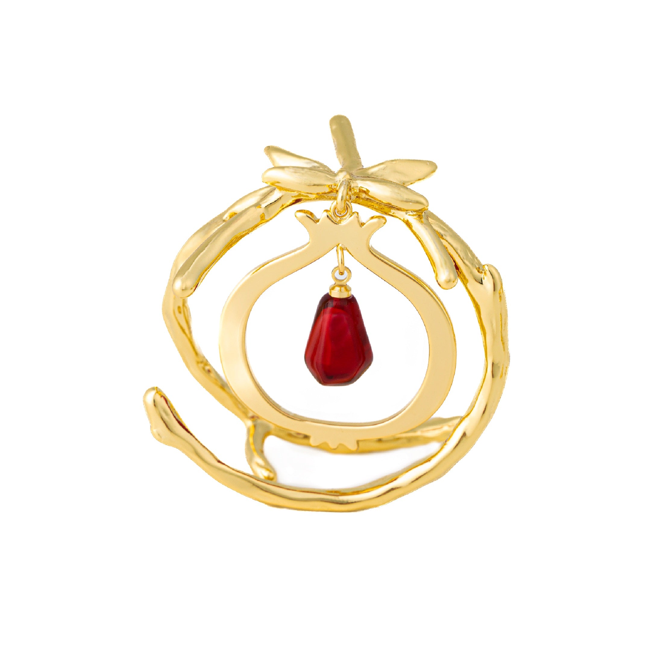 4 Pomegranate Napkin Rings - Gold