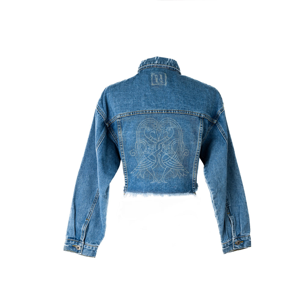 Love Birds Cropped Jeans Jacket - Anet's Collection
