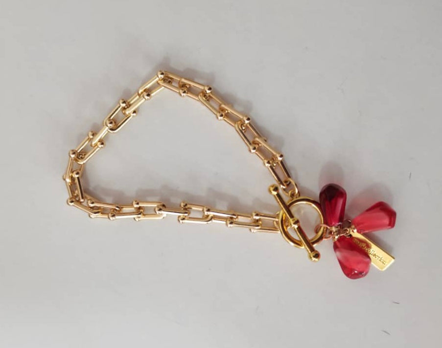 Pomegranate Seeds Bracelet in Gold & Red - Anet's Collection