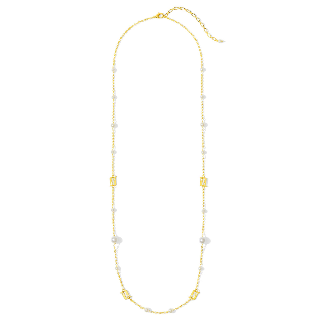 Beginning Pearl Logo Long Necklace - Anet's Collection